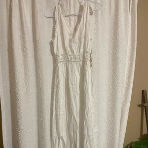 Terri Millenio white linen maxi dress NWT